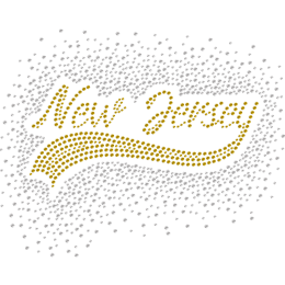 Brilliant New Jersey Golden Rhinestone Iron On Design